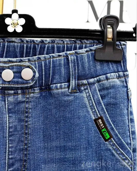 Extra-large stretch jeans girls stretch waist loose and thin Harlan pants