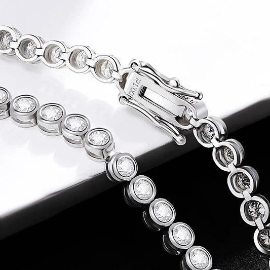 GRA Certified 2/3mm Moissanite Tennis Bracelets S925 Silver Round Bubble Lab Diamond Hand Chain for Women Men Fine Jewelry