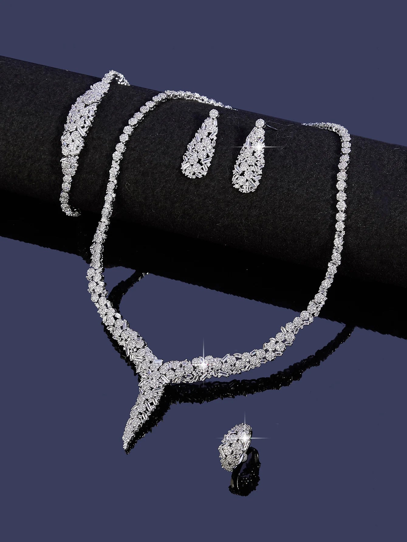 2025 Luxury Saudia Bridal Full CZ Crystal Zirconia 4pcs Jewelry Sets For Women Dinner Party Wedding Necklace Sets