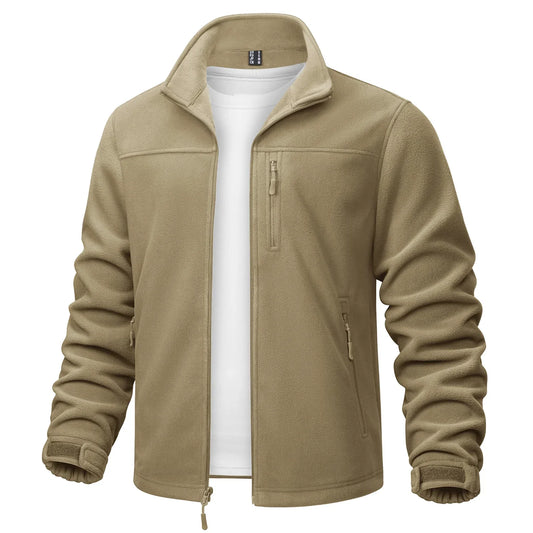 Stand Collar Fleece Jackets Mens Thermal Warm Full Zip Work Jacket Outdoor Trekking Hiking Jackets Windbreaker
