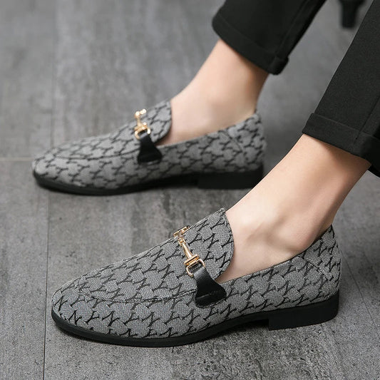Luxury Grey Men's Loafers 2025 Comfortable Flat Moccasin Men Dress Shoes Casual Business Leather Shoes for Men zapatos de cuero