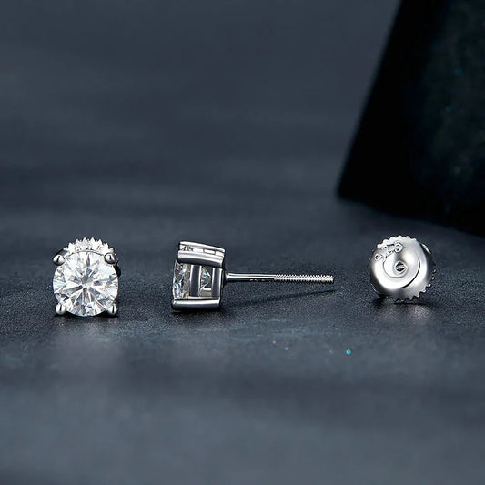 Green Moissanite Diamond Stud EarringCertified S925 Sterling Silver Plated 18k White Gold Screw Back Earrings for Women Man