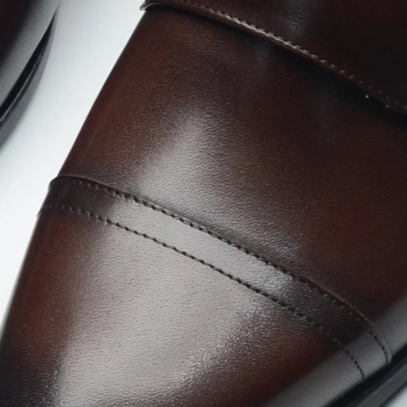 Luxury Genuine Leather Men's Wedding Dress Shoes Buckle Monk Strap Red Sole Cap Toe Black Brown Business Formal Shoes for Man
