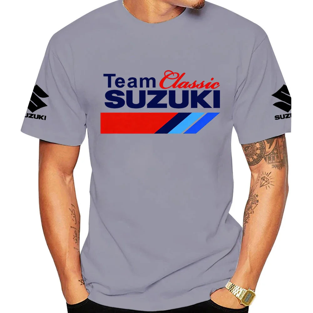 Men's Summer Classic T-Shirt - 100% Cotton Motorcycle Style Comfortable and Breathable Short Sleeve