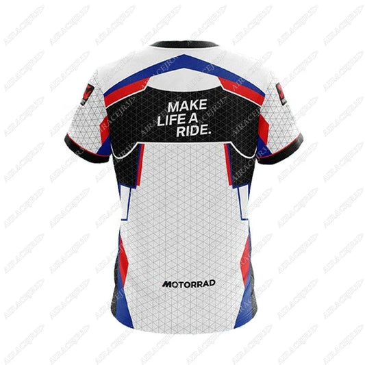 WorldSBK For BMW Motorrad Racing Team Rally Motorsport Motorcycle T-Shirt Summer Mens Quick Dry Breathable Jerseys Black White