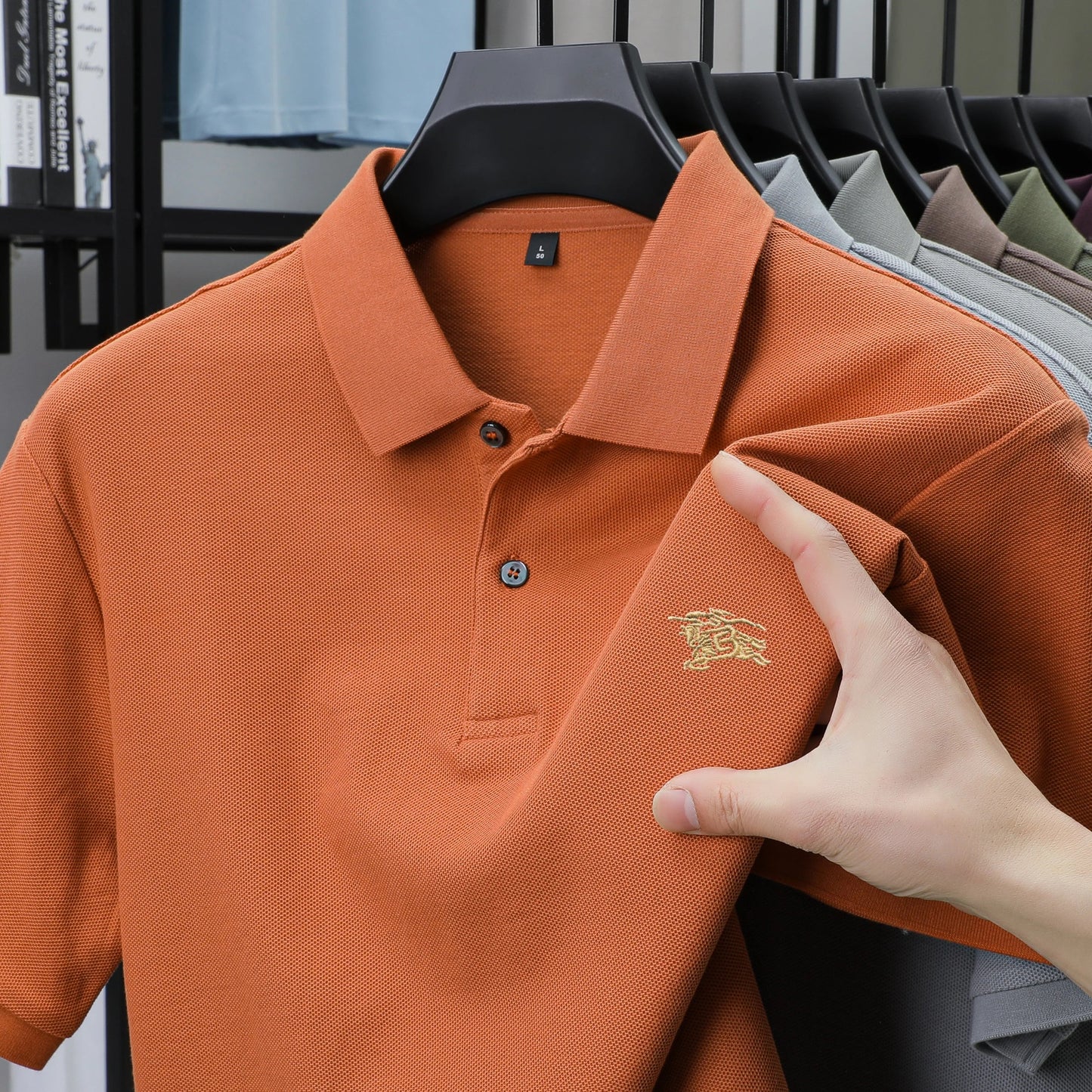 100% high-quality pure cotton men's summer polo T-shirt popular business commuting breathable cozy exquisite luxurious embroider