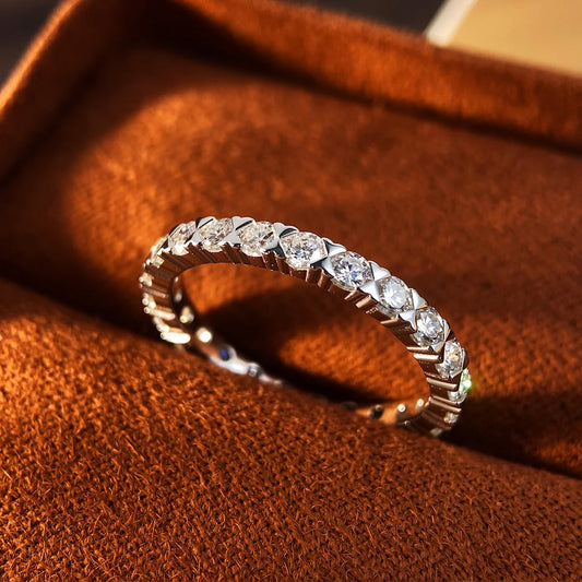 2.5mm D VVS1 Moissanite Eternity Band Rings for Women GRA Certified Jewelry 925 Sterling Silver Engagement Wedding Ring