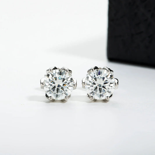 2cttw D Color Moissanite Diamond Lotus Stud Earrings 925 Sterling Silver Flower Earrings For Woman Gifts Wholesale