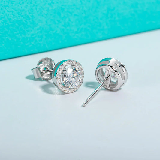 1cttw D Color Round Cut Moissanite Diamond 925 Sterling Silver Stud Earrings For Woman Jewelry Wholesale