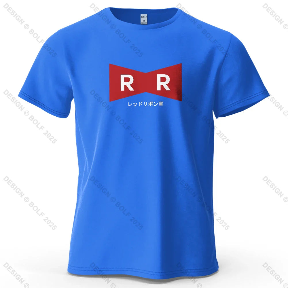 Red Ribbon Army Printed Men's T-Shirt 100% Cotton Oversized Anime Graphic Tees for Women Tops Tees Casual Streetwear