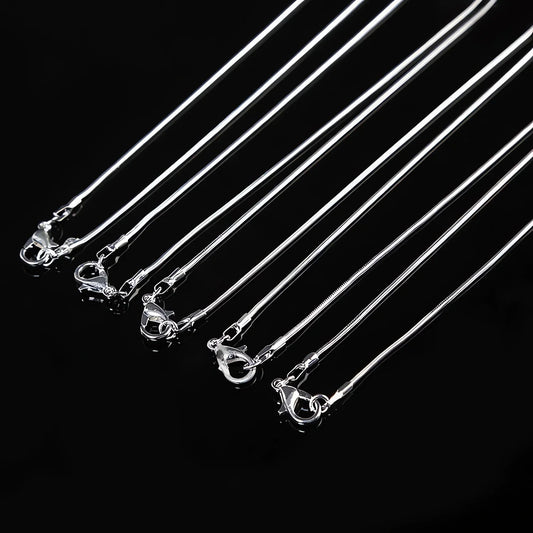 Hot 10pcs/Lot 16/18/20/22/24/26/28/30 Inch 1.2mm Snake Chain Necklace Silver Color For Woman Man Fashion Jewelry