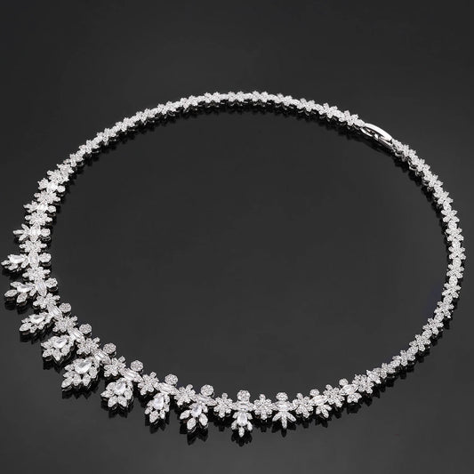 Luxury Women's Jewelry Elegant Style Bride CZ Necklace Earrings Bracelet Ring Jewelry Set&M Bride Large Wedding Jewelry Set