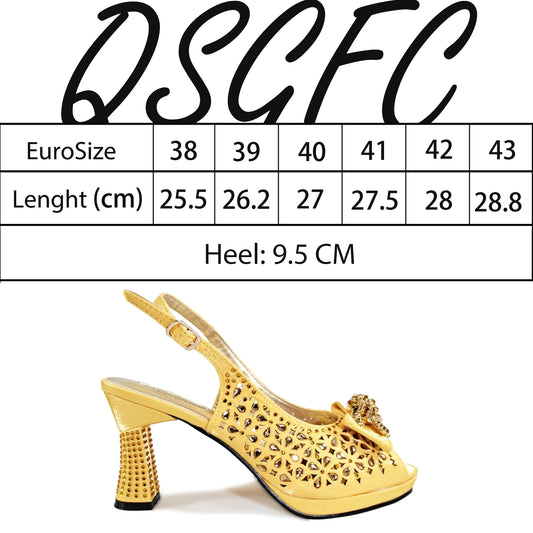 Elegant Mature Style Purple Rhinestone Design Women's Peep Toe High Heels With Matching Handbag Set for Party Wedding or Wokr