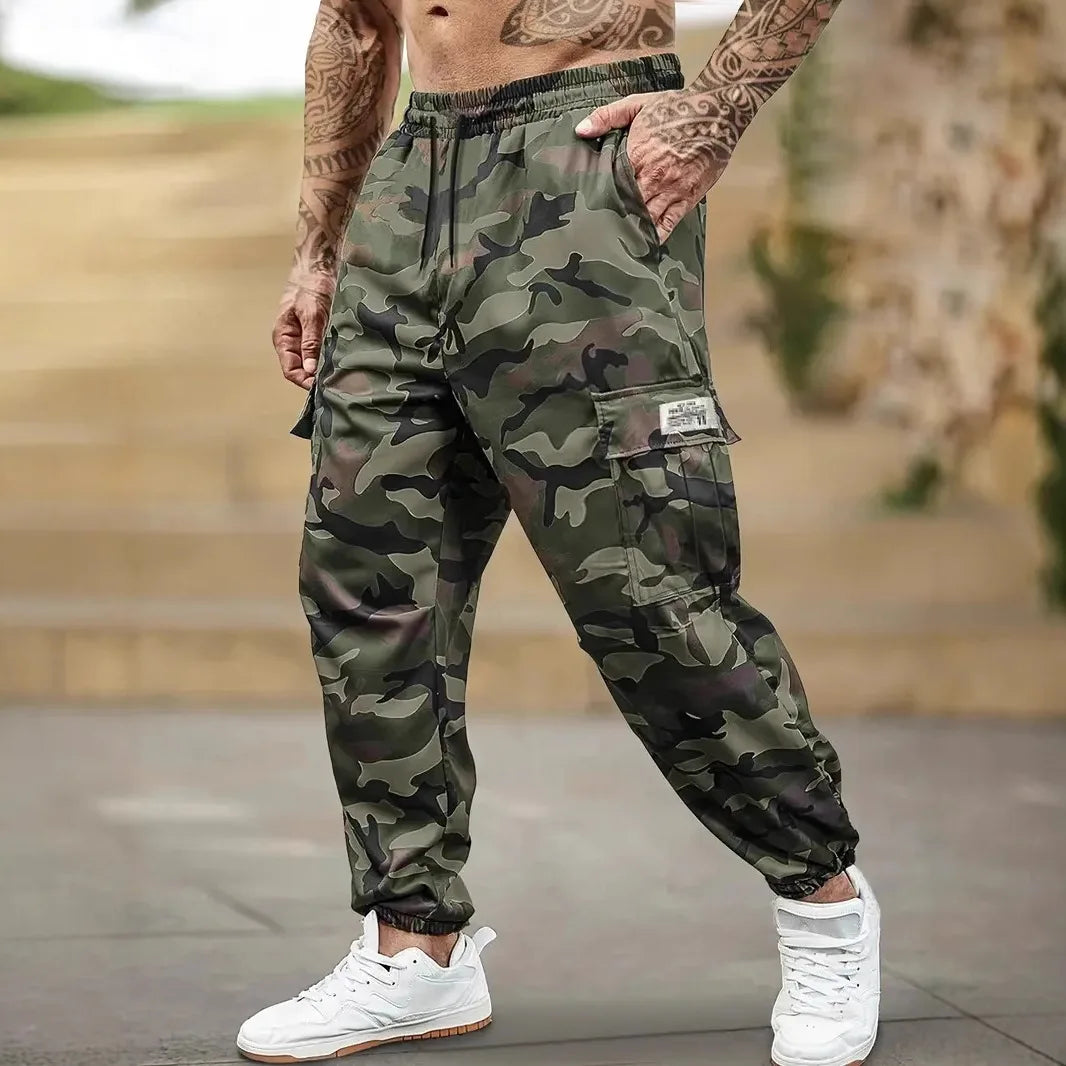 Men's Cargo Pants Multi-Pockets Camouflage Trousers Autumn Lightweight Casual Sweatpants Outdoor Work Hiking Legged Pants Male