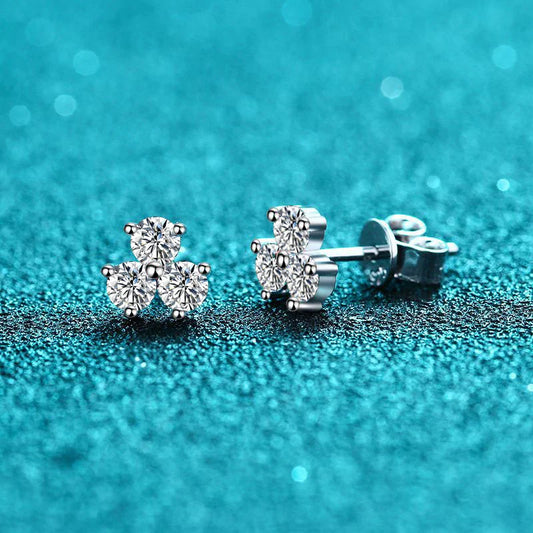 3mm All Moissanite Earrings Woman Wedding Fine Jewely 925 sterling silver With Gold Plated Studs Earring Women's Earrings