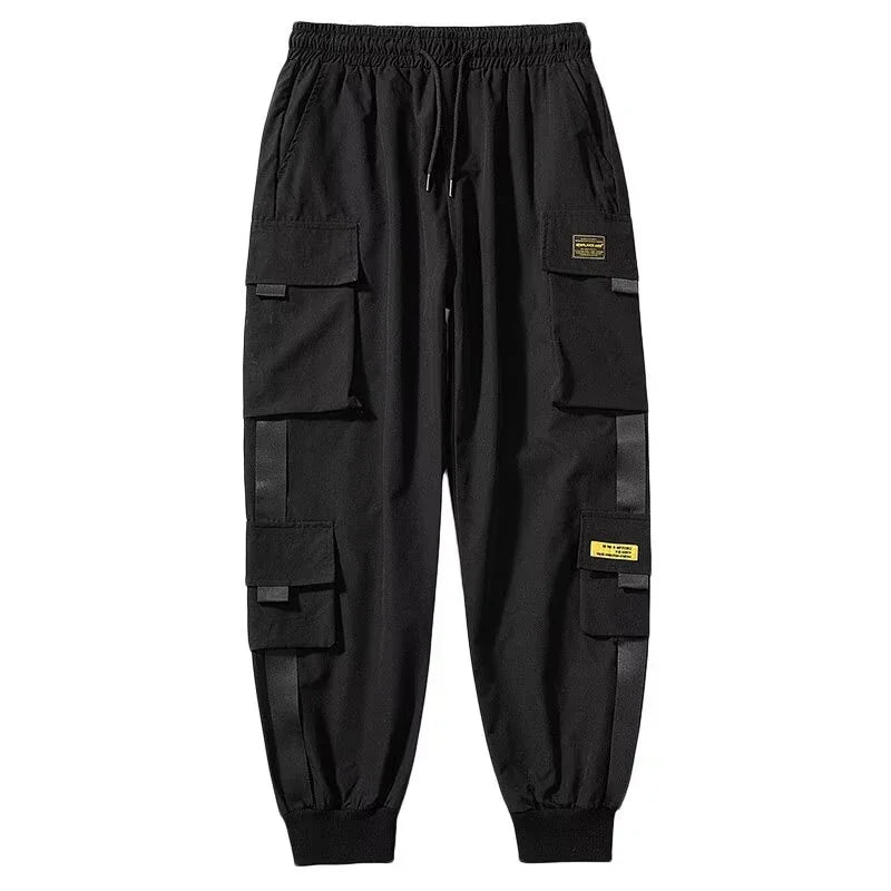 Male Casual Hip Hop Streetwear Sweatpants Pencil Pants Men Joggers Cargo Pants Multi-pocket Elastic Waist Harem Techwear Pants