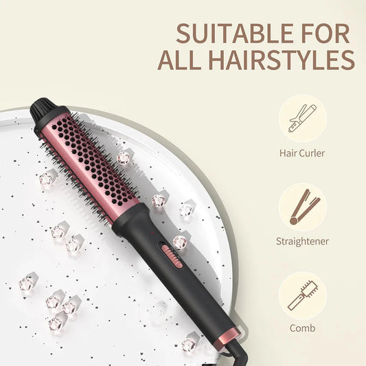 Curling lron Brush 2 in 1 Electric Hair Comb Negative lon Hair Dryer Styling Appliances Portable Professional Hair Strai