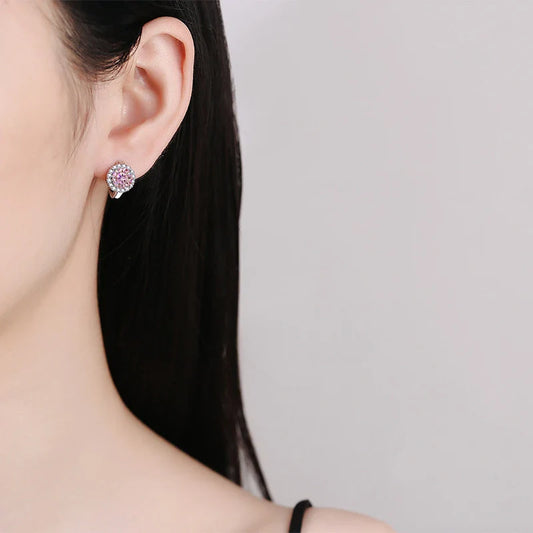 0.5ct 1ct Pink Moissanite Earrings Women S925 Silver Black Blue Green Grey Rainbow Lab Diamond Wedding Studs Earring