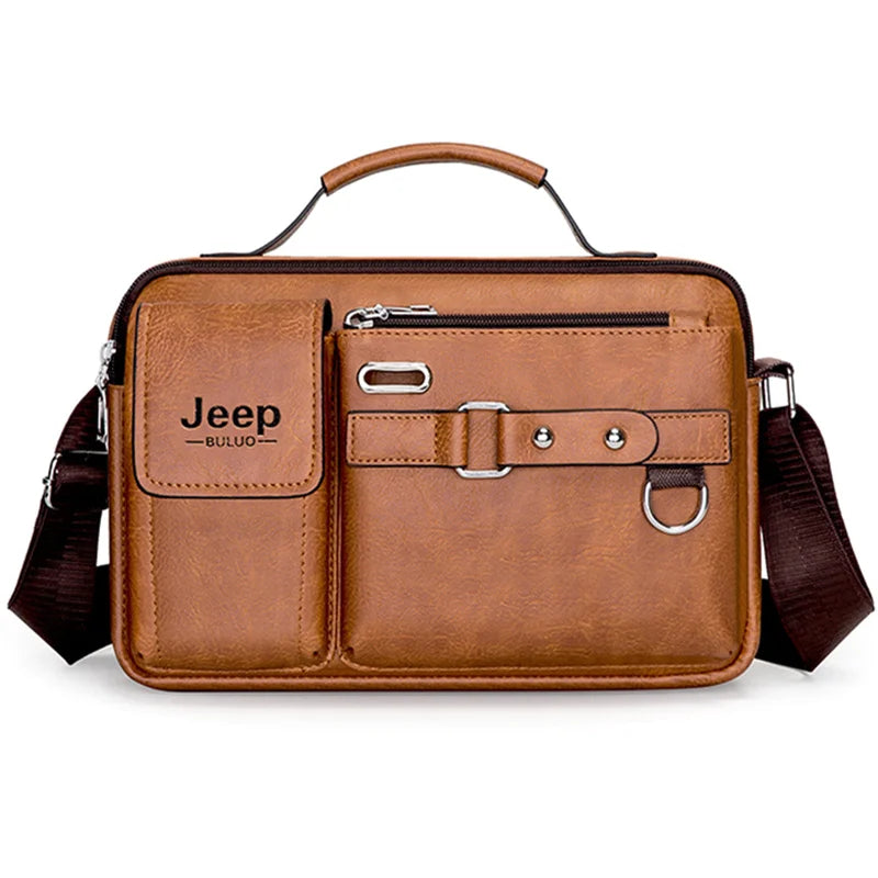Multi-function Business Handbags Men New Man's Shoulder Bags Large Capacity Leather Messenger Bag Crossbody Big Brand