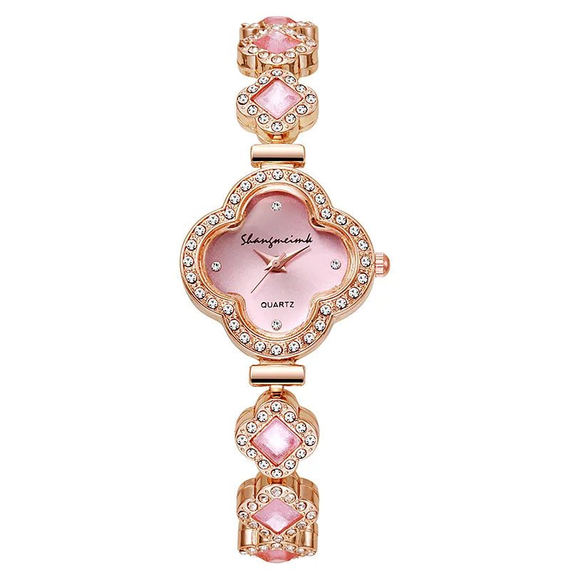 Women Watch Vintage Set Diamond es Small Green Wrist No Box