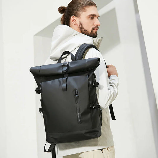 Expandable Travel Backpack Men Large Capacity Waterproof 15.6” Laptop Bag Hiking Rucksack Cycling Daypack Bag with USB Port