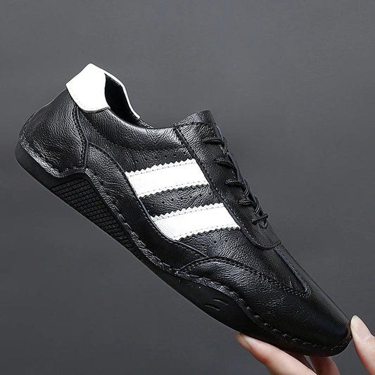 Sapatos de feijão de polvo de couro legítimo para homens Sapatilhas de moda sapatos esportivos para caminhada mocassins respiráveis sapatos de condução masculinos ao ar livre