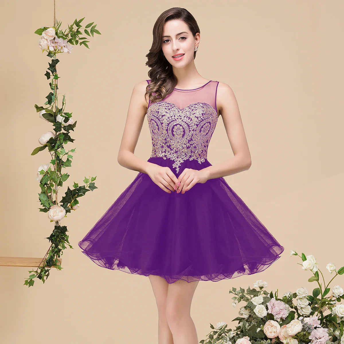 Royal Blue Sweetheart Homecoming Dress with Gold Lace Appliqué & Beaded | Short Flowy Tulle Party Gown for Party Prom
