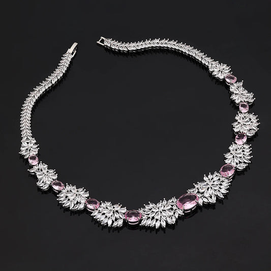 2025 New 4-piece Bride Zirconia Full Set Women's Party Jewelry, Luxury Dubai Nigeria CZ Luxury Crystal Wedding Necklace Set