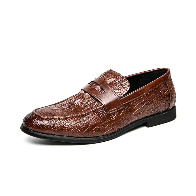 2025 new men black slip-on leather shoes, 47 soft non-slip business leather shoes, spring moccasin social flat formal shoes 48