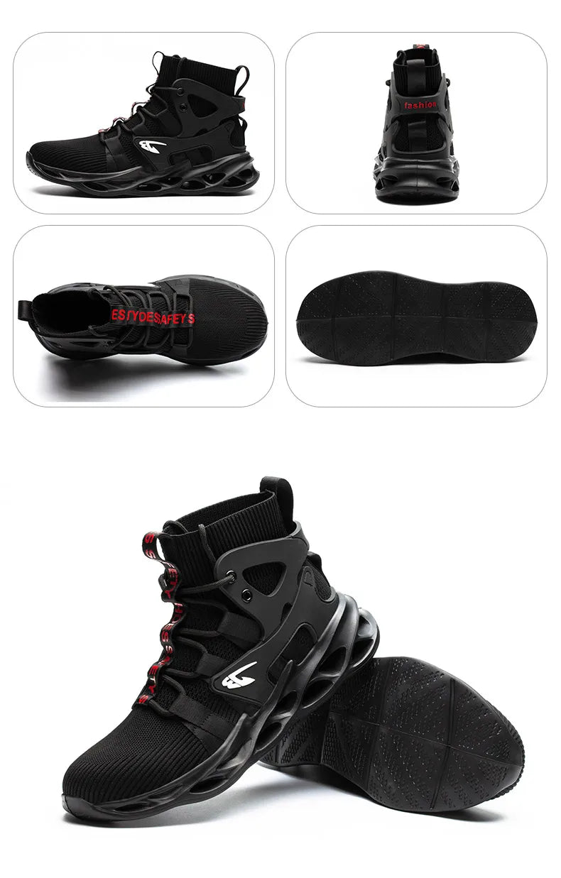Steel Toe Safety Shoes Men, Anti-Puncture Anti-Smash Non Slip Industrial Work Boots Kevlar-Midsole Protection Tactical Boots
