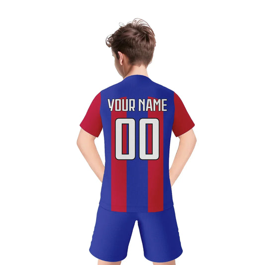 Personalized Kids Soccer Jersey Set Custom Name Number Soccer Kit Boys Girls Youth Team Soccer Uniform Blue Red Football Shirt