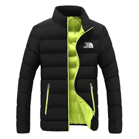 Men's warm Parker jacket casual solid color round neck windproof