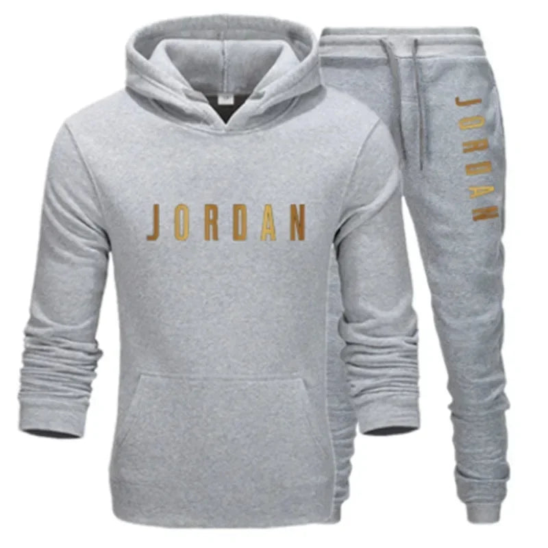 Men's printed sports suit hoodie and sweatpants two-piece set suitable for casual sports street wear