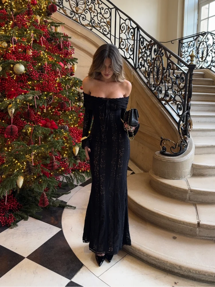 White Evening Dresses for Events Red Long Sleeve Lace Elegant Party Dresses 2025 Women Luxury Wedding Prom Dress Gown