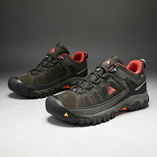 Sapatos de Trilha Masculinos de Alta Qualidade Botas de Escalada Duráveis de Couro Tênis de Caminhada ao Ar Livre Sola de Borracha Direto da Fábrica