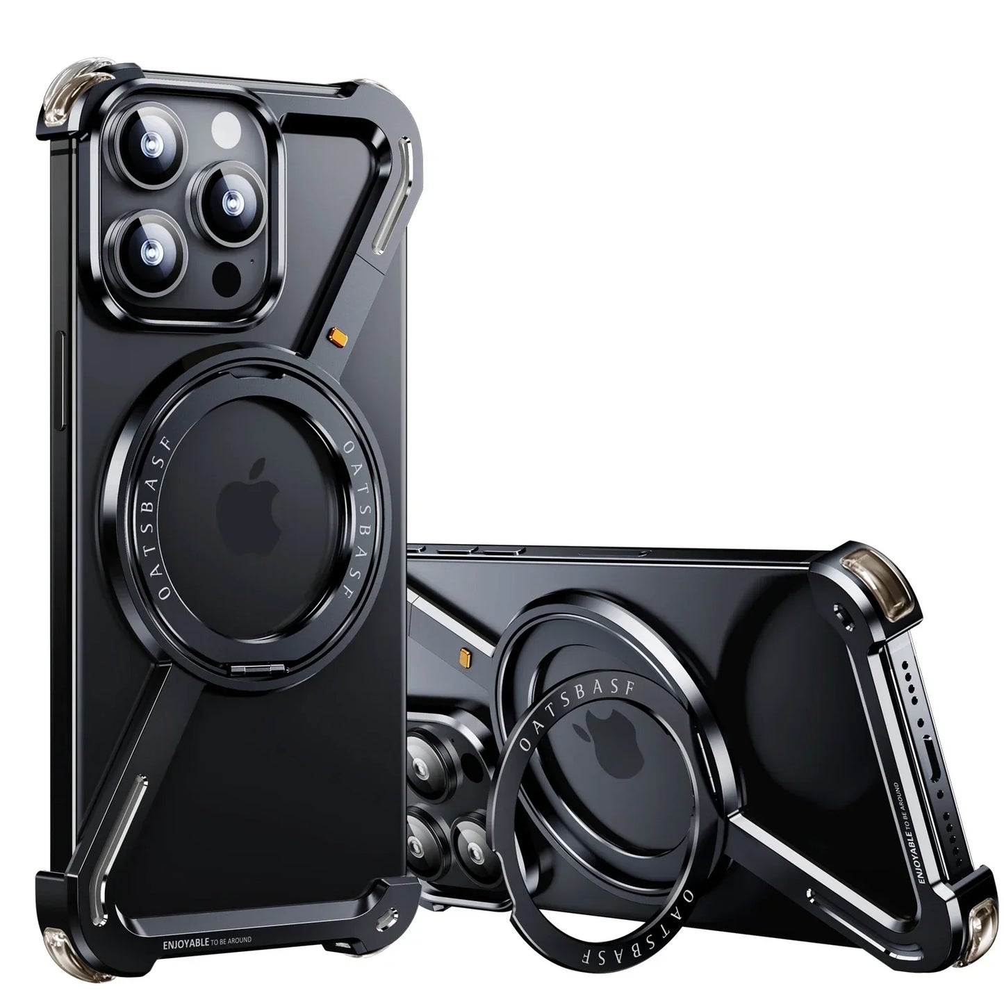 Magnetic Z Shape Metal Phone Case For iPhone 17 Air 15 16 Pro Max Shockproof Bumper With 360° Rotation Holder Protective Cover