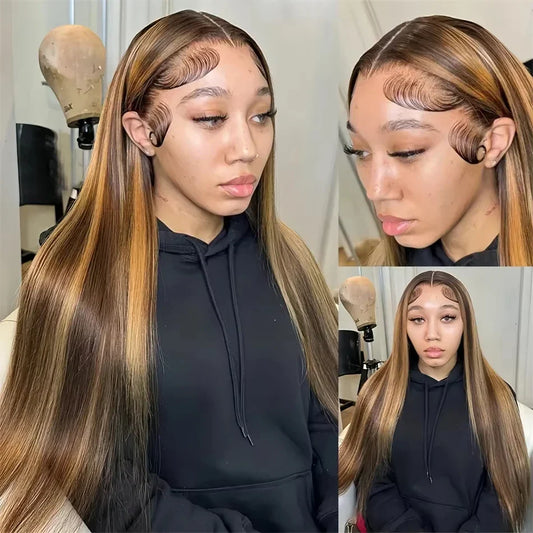 straight hd lace frontal wig 13x6 highlight wig 13x4 lace frontal blonde wig bone straight human hair wigs Brazilian