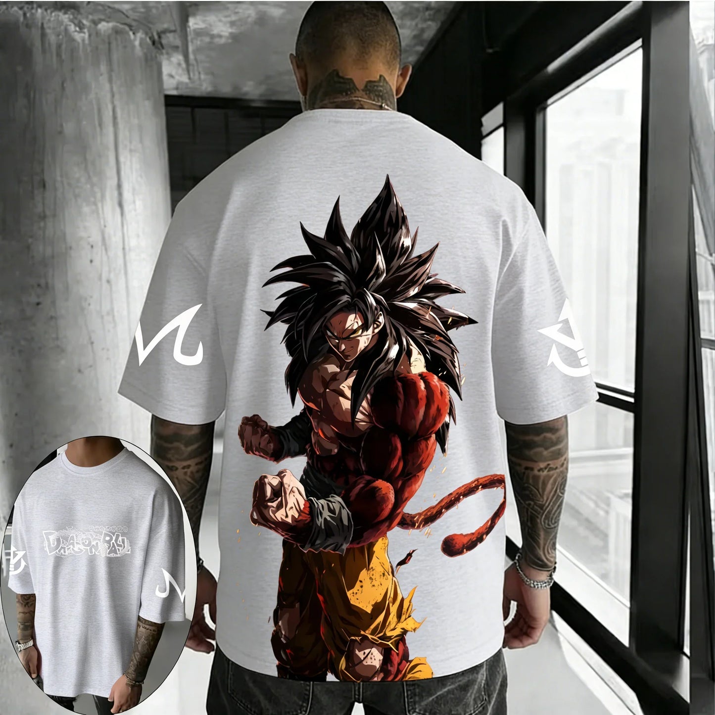T-shirt Summer New Super Saiyan 4 Co Branded Men's Street Hip Hop Oversized Casual Short Sleeve Top