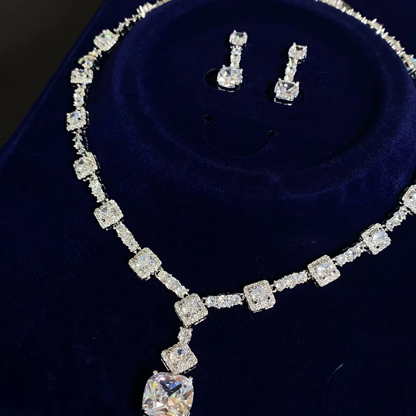 Square Bright Yellow and Green Color Drop Earrings Necklace For Women Jewelry Set Bridal Wedding Accessories X0185