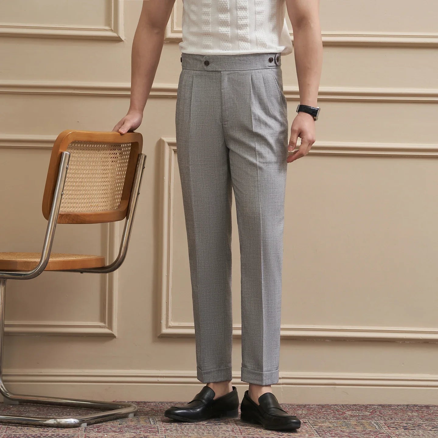 Neapolitan-Style Men‘s Cuffed Ankle Trousers | Slim Fit | Spring/Summer New Arrival
