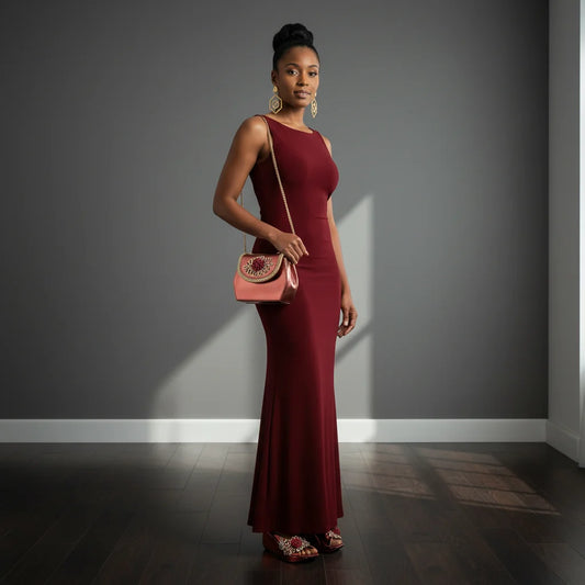 2026 Newest INS Style Wine Color Elegant Women Heels Nigeria Popular Designer African Ladies Shoes And Bag Set for Wedding