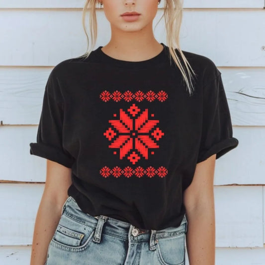Shirt Ornament Print Shirt Ukraine Shirt Ukrainian T-shirt Gift for Women High Quality Cotton Tops Creativity Style