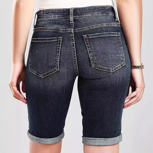 Women's Mid-length Comfortable Slim Short Jeans Women