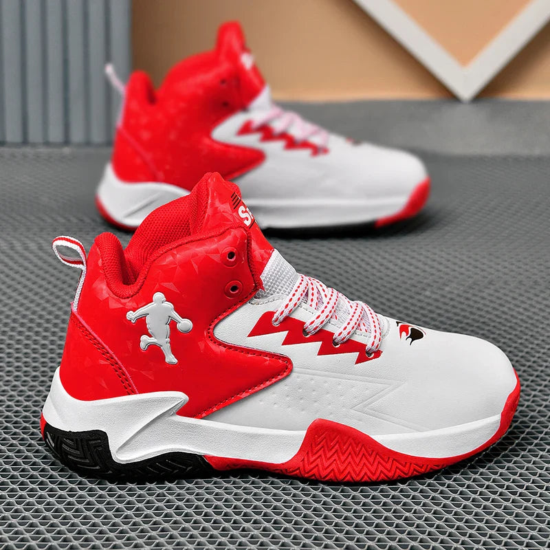 Children Basketball Shoes for Boys Girls Kids Teenagers Breathable Non-slip Lace Up Indoor Outdoor Training Sneakers Tennis Shoe