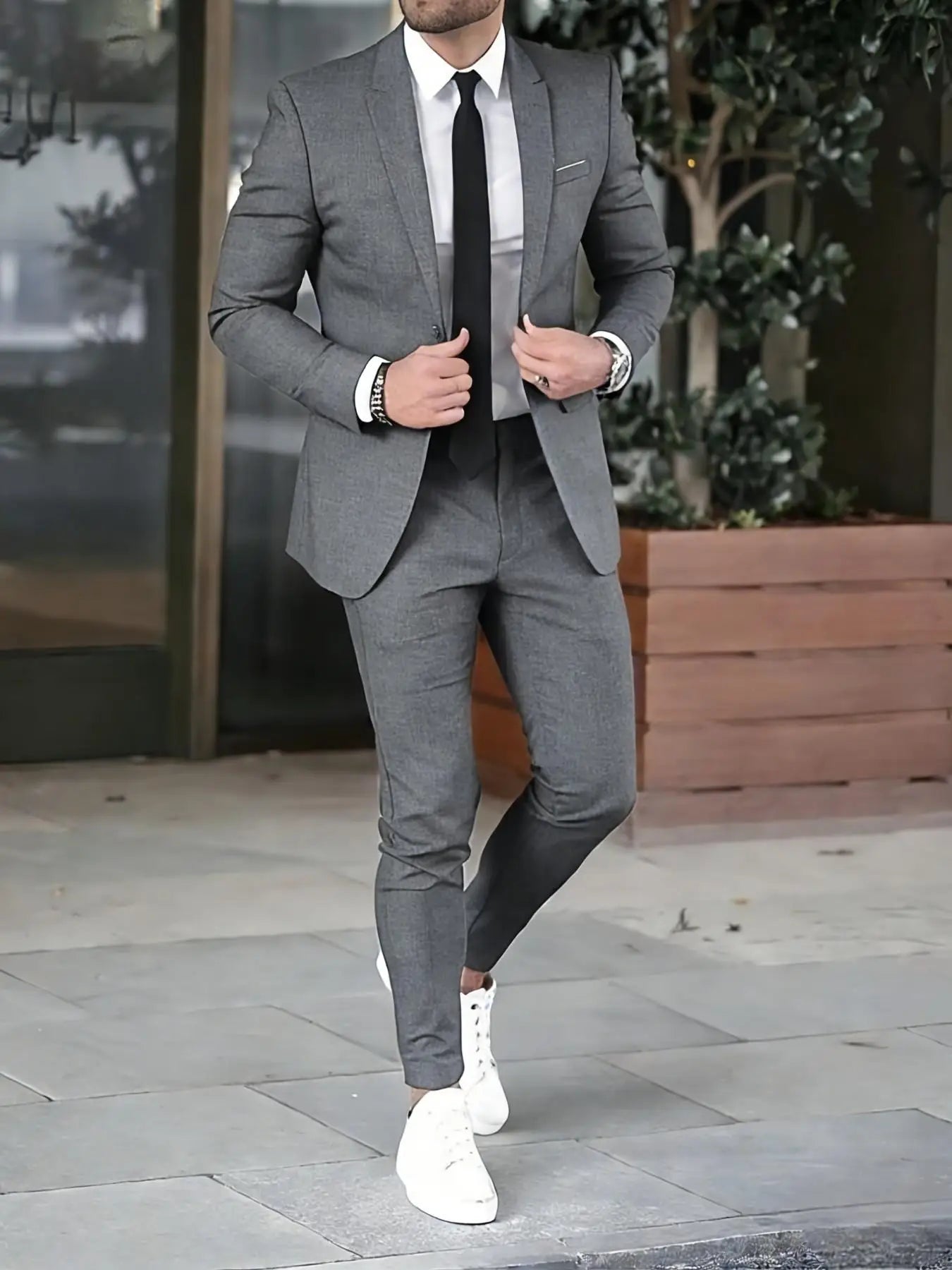 Men's Two-Piece Suit Set, Casual High-Quality Blazer and Pants, Suitable for All Seasons, Business, Party, Office Wear