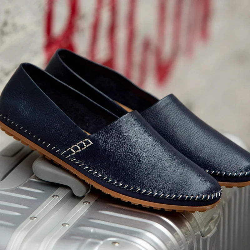 Fashion Men's Driving Shoes Leather Slip-on Mocassin Homme Loafers Casual Breathable Soft Comfortable Big Size Zapatillas Hombre