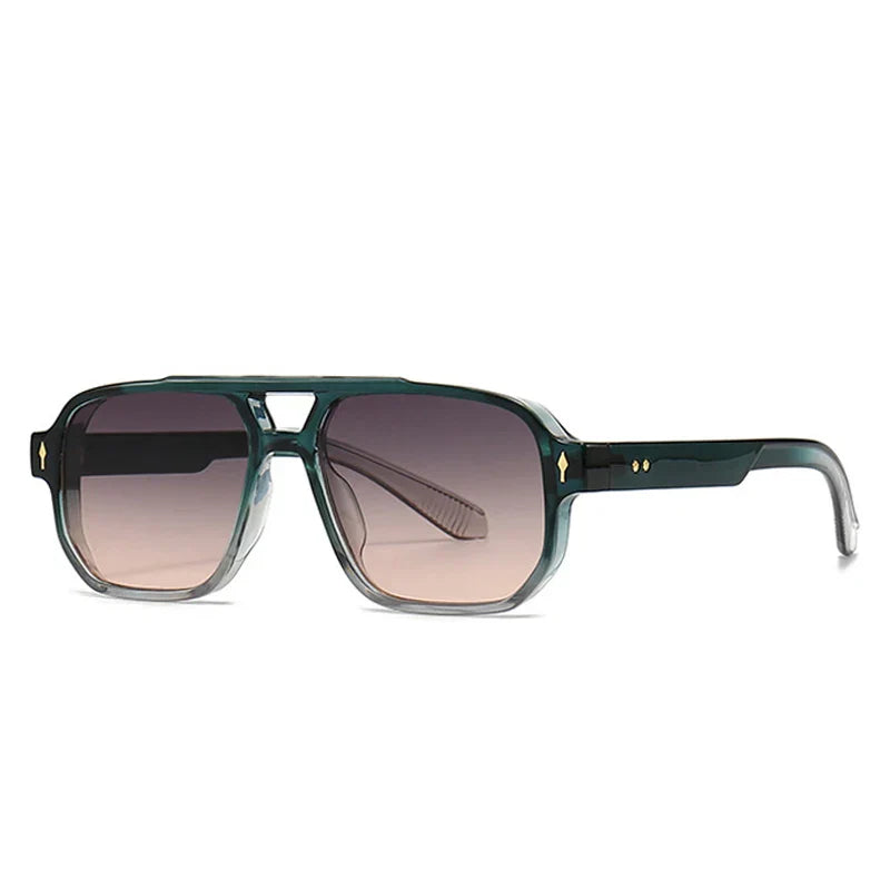Double Bridges Square Sunglasses Women Gradient Shades UV400 Fashion Brand Designer Rivets Men Sun Glasses