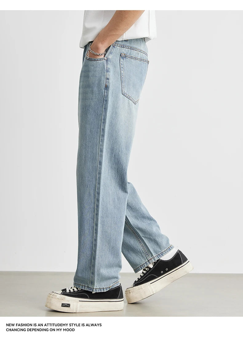Jeans Retos Masculinos 2025 Verão Novas Calças Jeans Finas Casuais Soltas para Externe de Perna Larga Calças de Moda de Nove Pontas 28-36