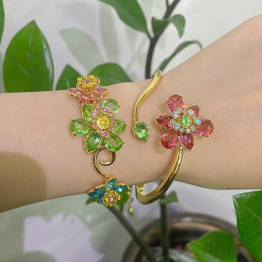 2025 New Trend Fine Jewelry Sets Charm Pink Blue Flower Crystal Fashion Original Luxury Necklace Earring Romantic Gift for Women