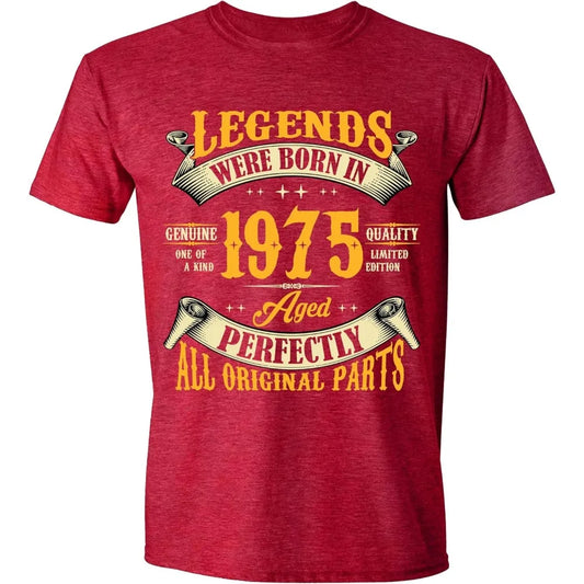 1975 Vintage Birthday Shirt 50th Year Legend Born Graphic Cotton Tee for Men Soft Funny Retro Gift Idea Dad Husband Uncle Shirt